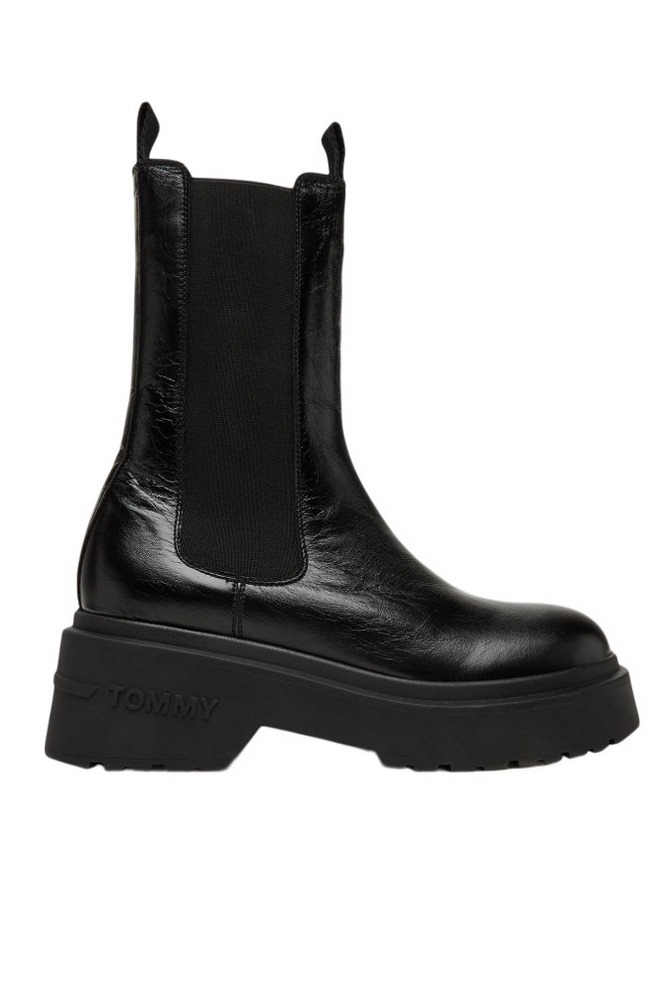 TOMMY JEANS CHUNKY SHINY LEATHER CHELSEA ΜΠΟΤΑ ΓΥΝΑΙΚΕΙΑ BLACK