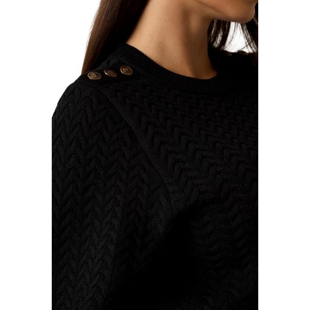 GUESS LOGO BUTTON REONA SWTR ΜΠΛΟΥΖΑ ΠΛΕΚΤΗ ΓΥΝΑΙΚΕΙΑ BLACK