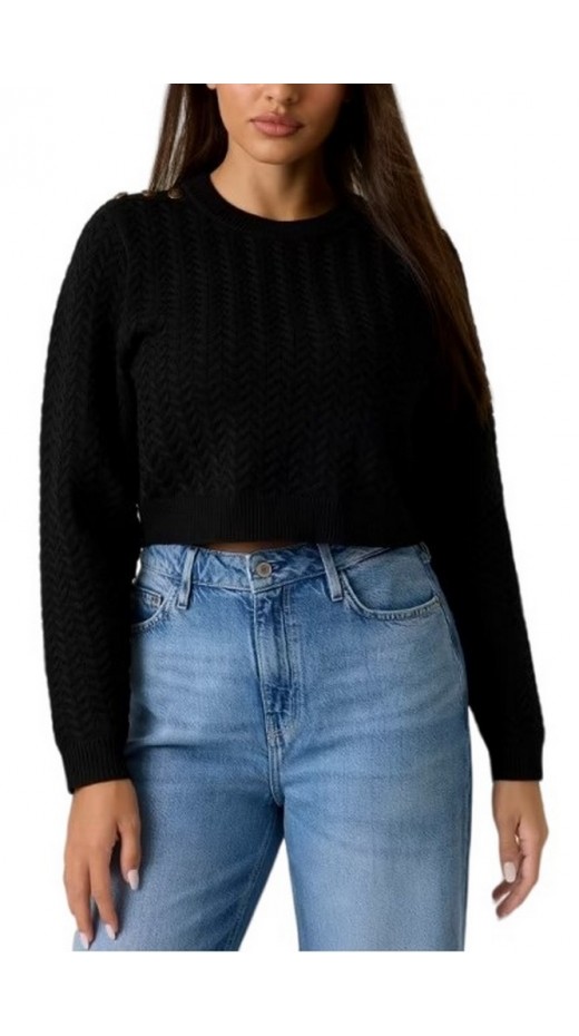 GUESS LOGO BUTTON REONA SWTR ΜΠΛΟΥΖΑ ΠΛΕΚΤΗ ΓΥΝΑΙΚΕΙΑ BLACK