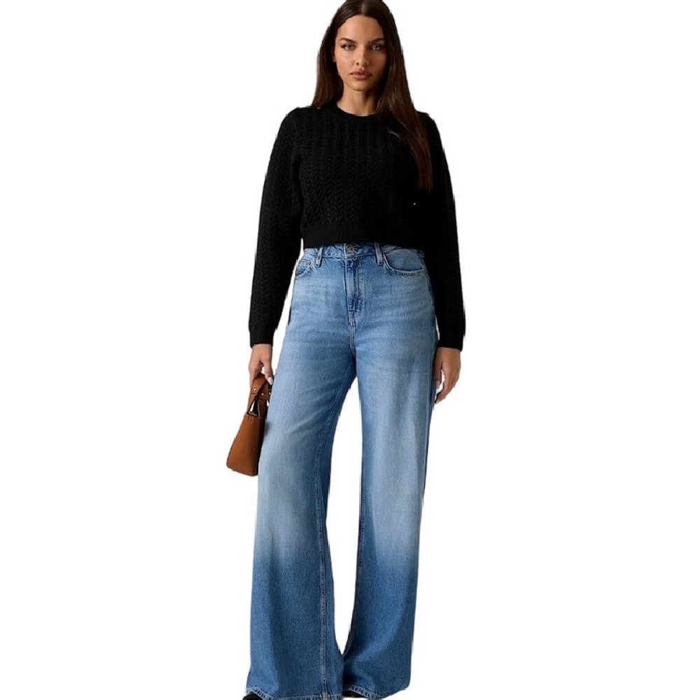 GUESS LOGO BUTTON REONA SWTR ΜΠΛΟΥΖΑ ΠΛΕΚΤΗ ΓΥΝΑΙΚΕΙΑ BLACK