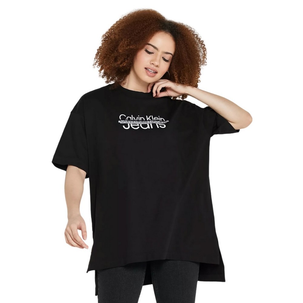 CALVIN KLEIN JEANS DISRUPTED LOGO OVERSUZED TEE T-SHIRT ΓΥΝΑΙΚΕΙΟ BLACK