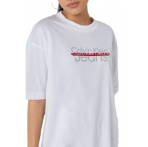 CALVIN KLEIN JEANS DISRUPTED LOGO OVERSUZED TEE T-SHIRT ΓΥΝΑΙΚΕΙΟ WHITE
