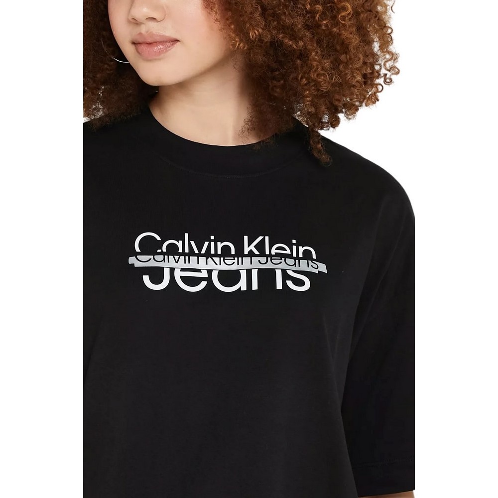 CALVIN KLEIN JEANS DISRUPTED LOGO OVERSUZED TEE T-SHIRT ΓΥΝΑΙΚΕΙΟ BLACK