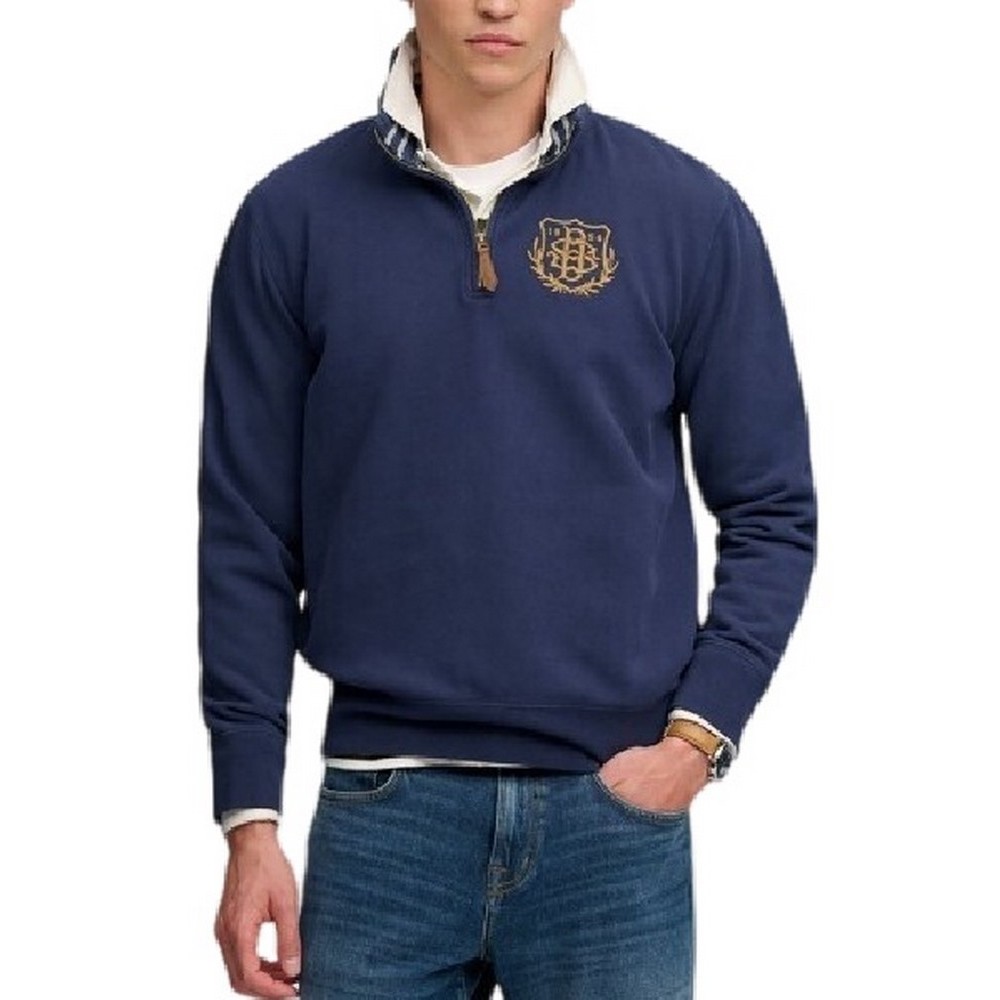 SUPERDRY GOTHIC VARSITY HALF ZIP ΜΠΛΟΥΖΑ ΦΟΥΤΕΡ ΑΝΔΡΙΚΗ NAVY