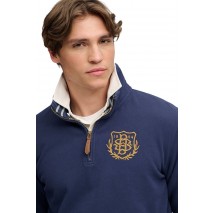 SUPERDRY GOTHIC VARSITY HALF ZIP ΜΠΛΟΥΖΑ ΦΟΥΤΕΡ ΑΝΔΡΙΚΗ NAVY