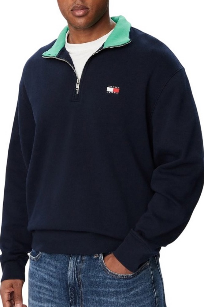 TOMMY JEANS RLX BRANDED COLLAR QZ EXT ΜΠΛΟΥΖΑ ΦΟΥΤΕΡ ΑΝΔΡΙΚΗ NAVY