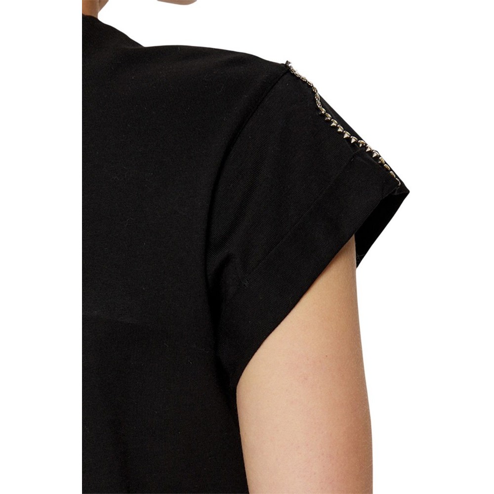 GUESS SS CN SLEEVES STRASS DETAIL T-SHIRT ΜΠΛΟΥΖΑ ΓΥΝΑΙΚΕΙΑ BLACK