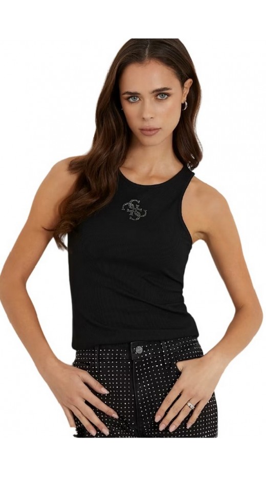 GUESS ROUND NK GUENDALINA ΤΟΠ  ΓΥΝΑΙΚΕΙΟ BLACK
