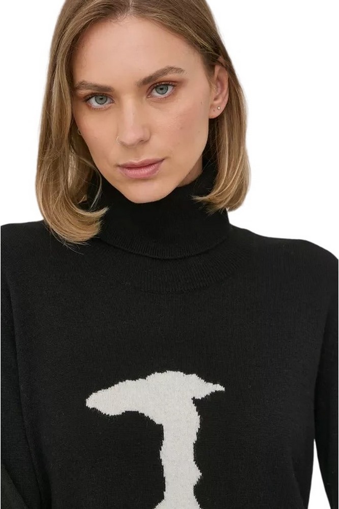 ΦΟΡΕΜΑ  LOGO WOOL CASHMERE BLEND ΓΥΝΑΙΚΕΙΟ TRUSSARDI BLACK
