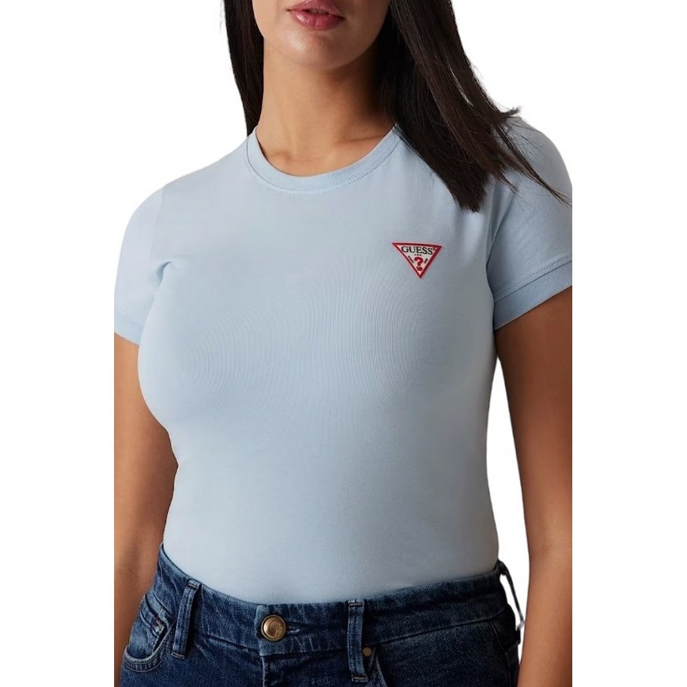 GUESS  CN MINI TRIANGLE TEE T-SHIRT ΜΠΛΟΥΖΑ ΓΥΝΑΙΚΕΙΑ BLUE