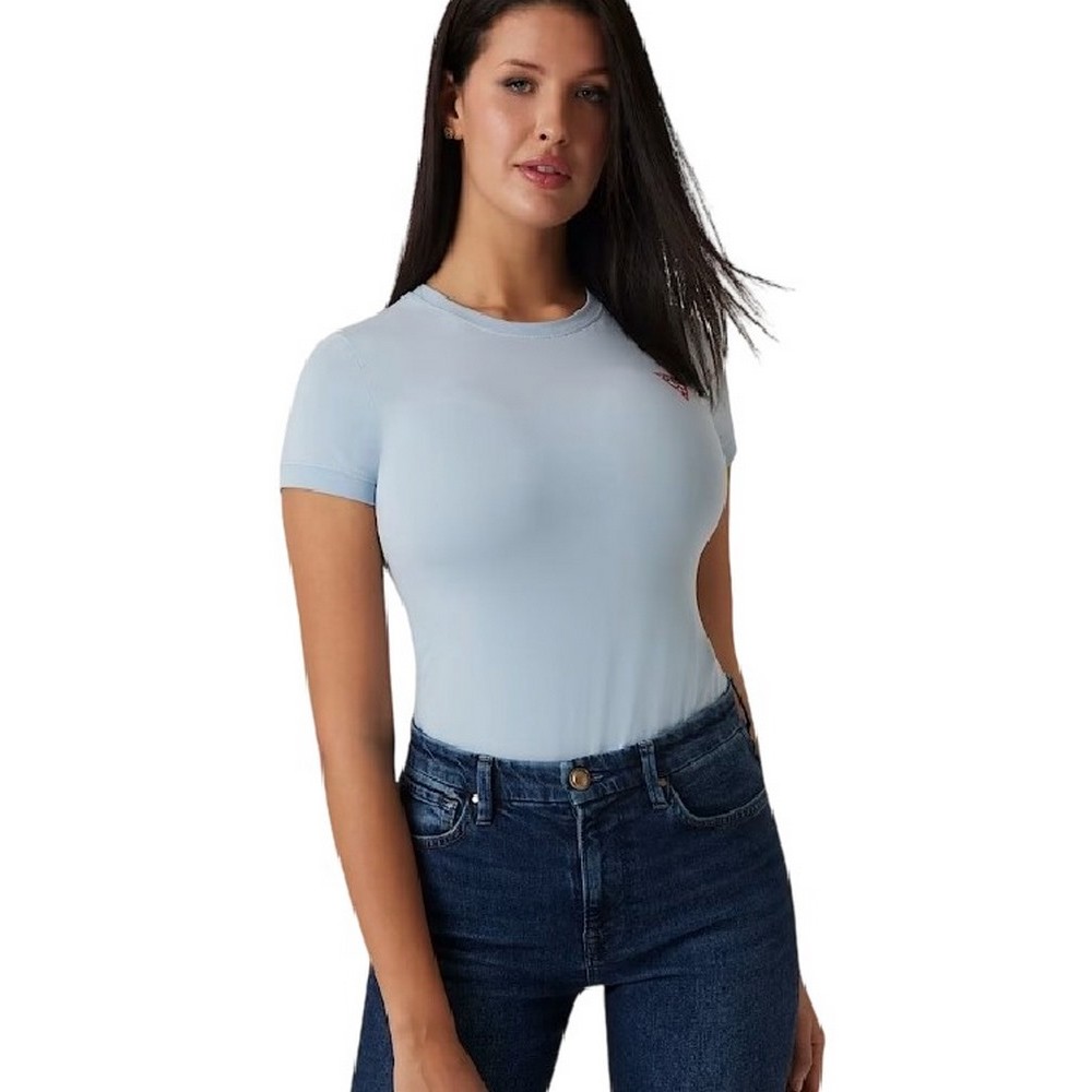 GUESS  CN MINI TRIANGLE TEE T-SHIRT ΜΠΛΟΥΖΑ ΓΥΝΑΙΚΕΙΑ BLUE