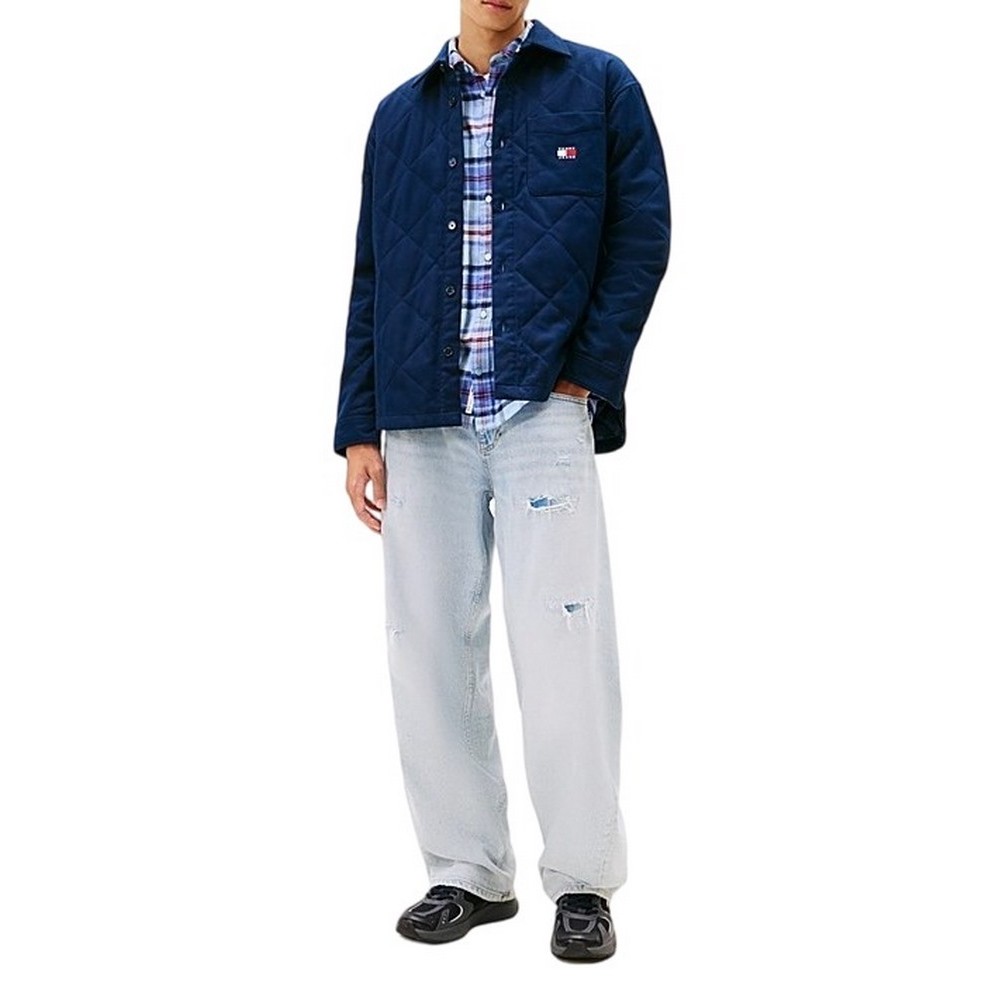 TOMMY JEANS QUILTED PADDED OVERSHIRT ΜΠΟΥΦΑΝ ΑΝΔΡΙΚΟ DARK NAVY