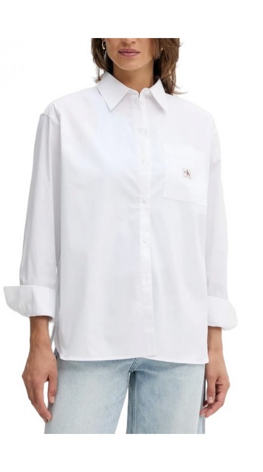 CALVIN KLEIN JEANS POPLIN RELAXED SHIRT ΠΟΥΚΑΜΙΣΟ ΓΥΝΑΙΚΕΙΟ WHITE