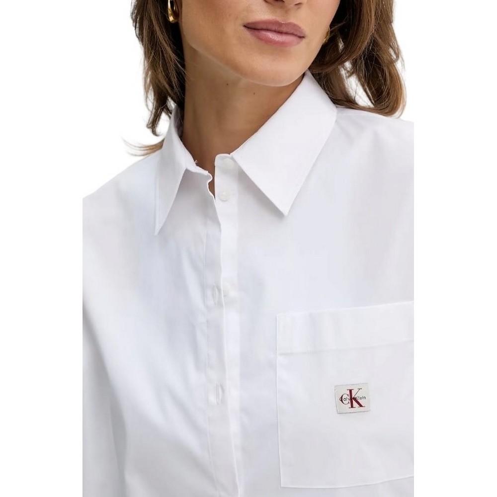 CALVIN KLEIN JEANS POPLIN RELAXED SHIRT ΠΟΥΚΑΜΙΣΟ ΓΥΝΑΙΚΕΙΟ WHITE