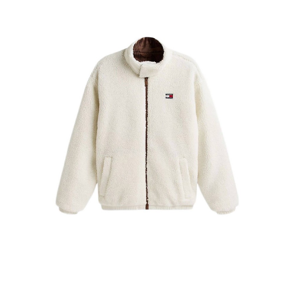 TOMMY JEANS REVERSIBLE TEDDY JACKET ΜΠΟΥΦΑΝ ΑΝΔΡΙΚΟ OFF WHITE