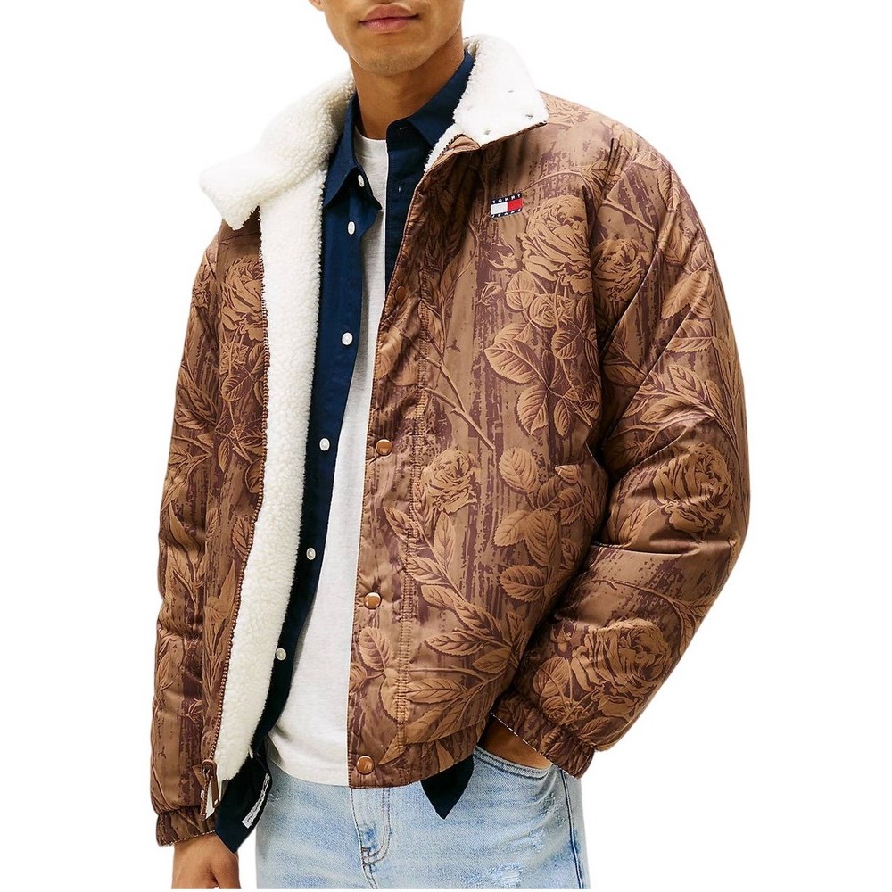 TOMMY JEANS REVERSIBLE TEDDY JACKET ΜΠΟΥΦΑΝ ΑΝΔΡΙΚΟ OFF WHITE