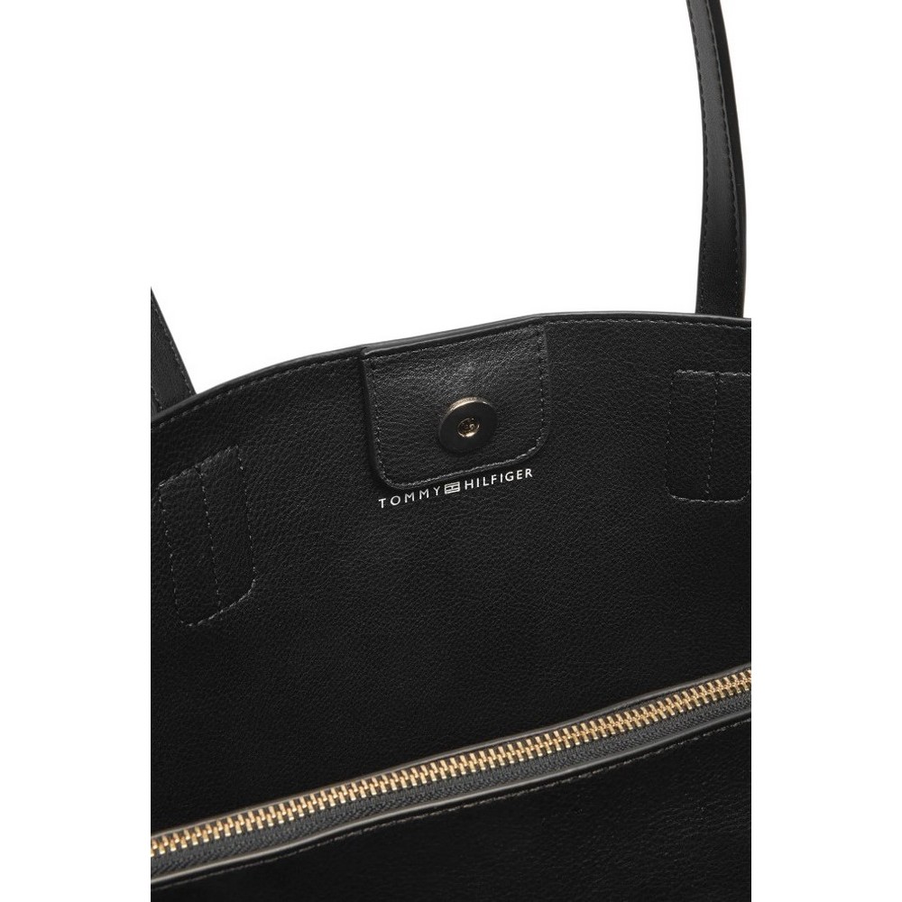 TOMMY HILFIGER DISTINCT TOTE MONO ΤΣΑΝΤΑ ΓΥΝΑΙΚΕΙΑ BLACK