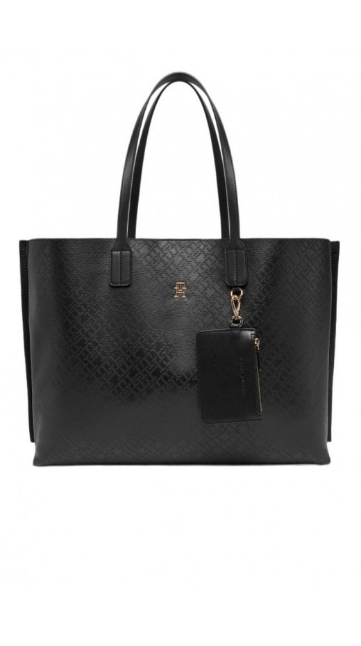 TOMMY HILFIGER DISTINCT TOTE MONO ΤΣΑΝΤΑ ΓΥΝΑΙΚΕΙΑ BLACK