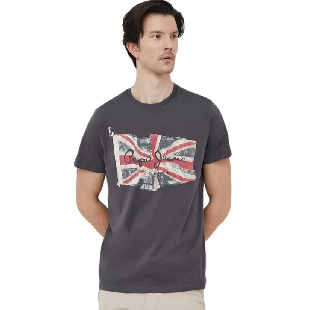 PEPE JEANS FLAG LOGO N  T-SHIRT ΑΝΔΡΙΚΟ DARK GREY