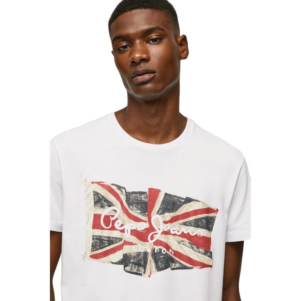 PEPE JEANS FLAG LOGO N  T-SHIRT ΑΝΔΡΙΚΟ WHITE