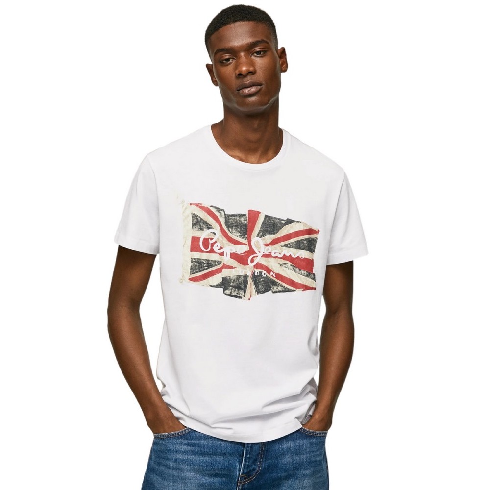 PEPE JEANS FLAG LOGO N  T-SHIRT ΑΝΔΡΙΚΟ WHITE