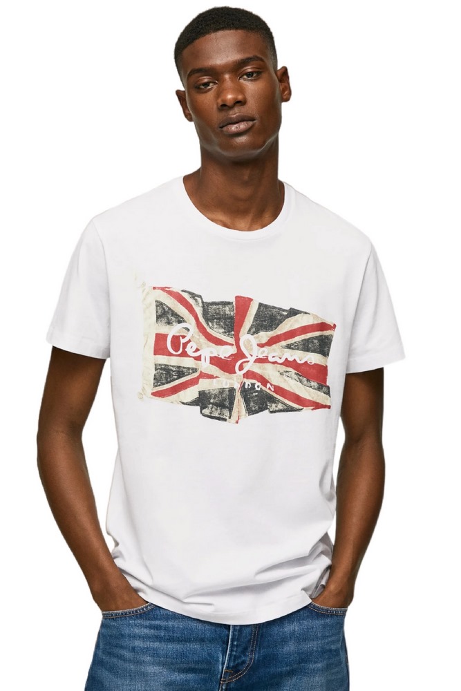 PEPE JEANS FLAG LOGO N  T-SHIRT ΑΝΔΡΙΚΟ WHITE
