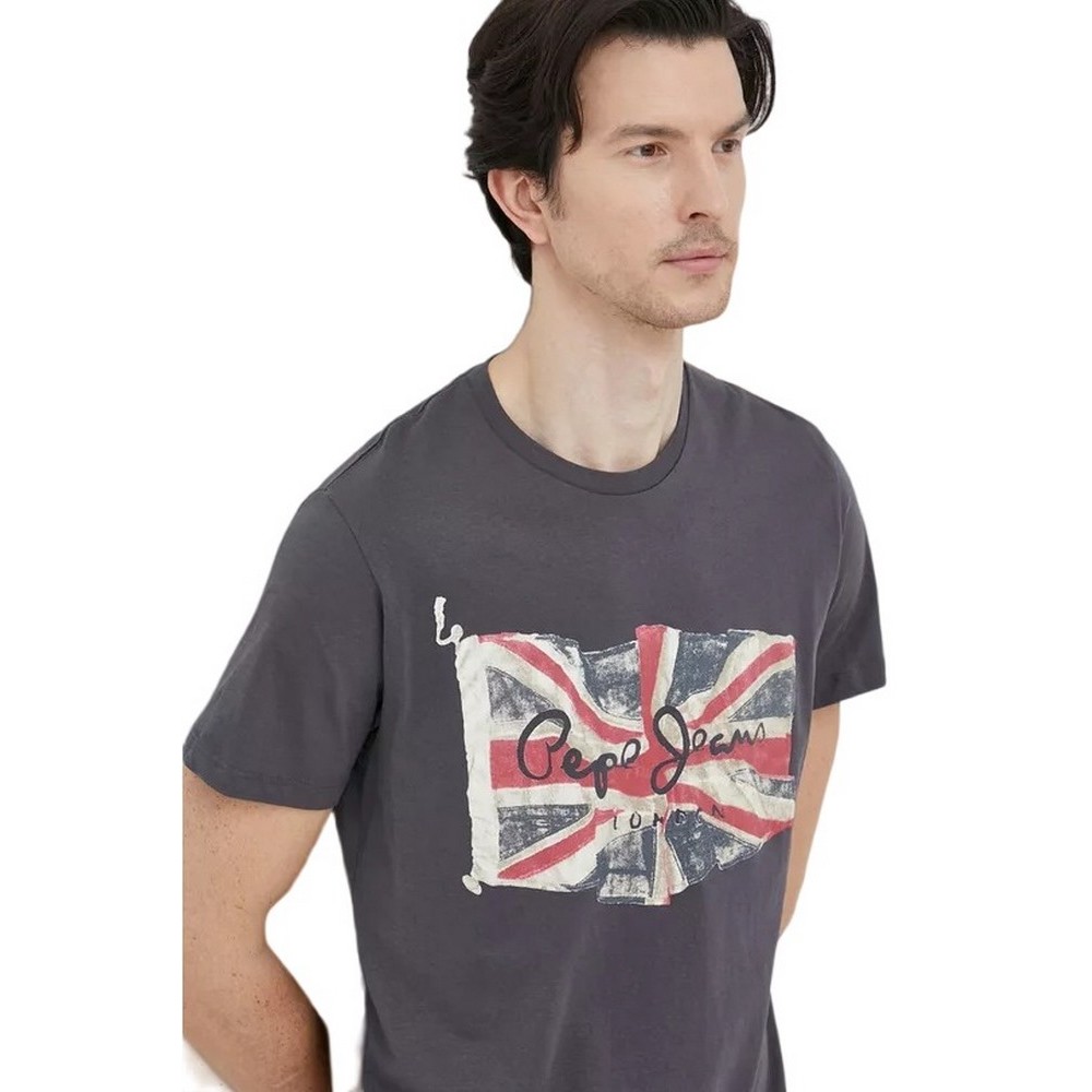 PEPE JEANS FLAG LOGO N  T-SHIRT ΑΝΔΡΙΚΟ DARK GREY